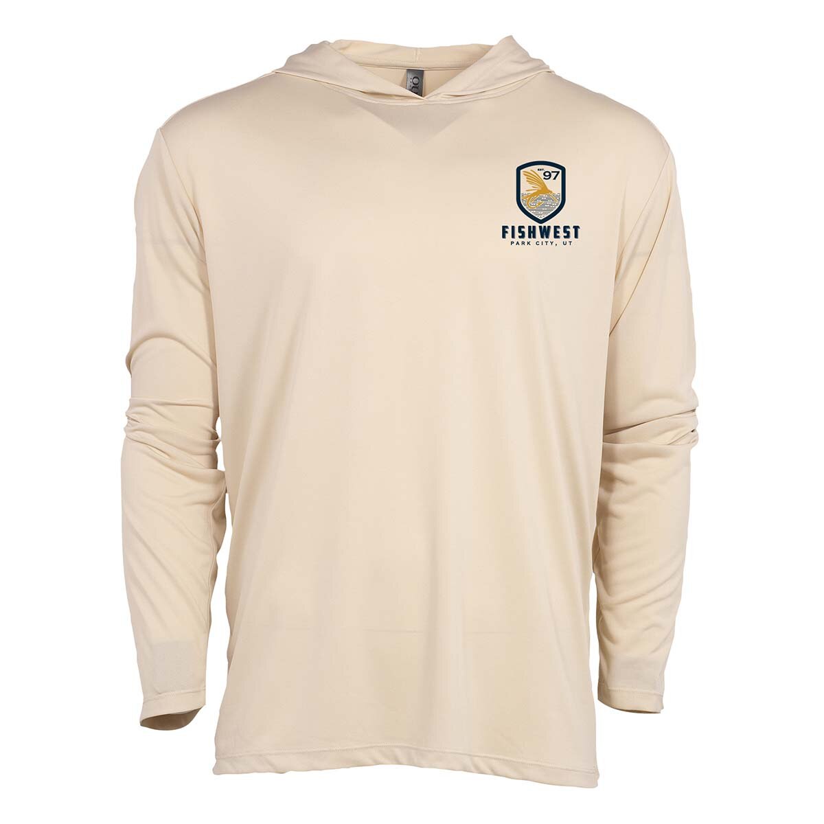 Fishwest Logo Confluence Hoody Men's in Sand Dune